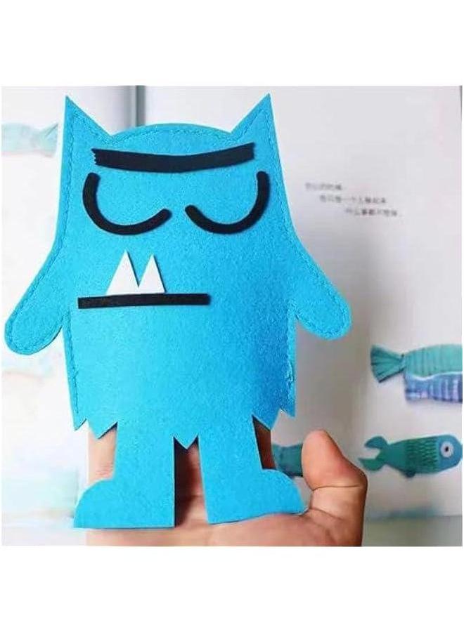 Color Monster Hand Puppets Set, My Emotional Little Cartoon Doll, Blue/Red Puppets, Set - Image 3